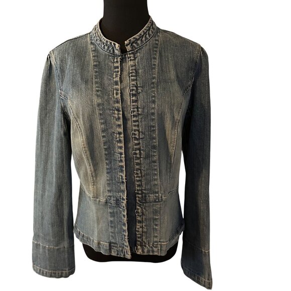 I.N.C. International Concepts blue denim hook and eye closure jacket size M - Picture 1 of 8